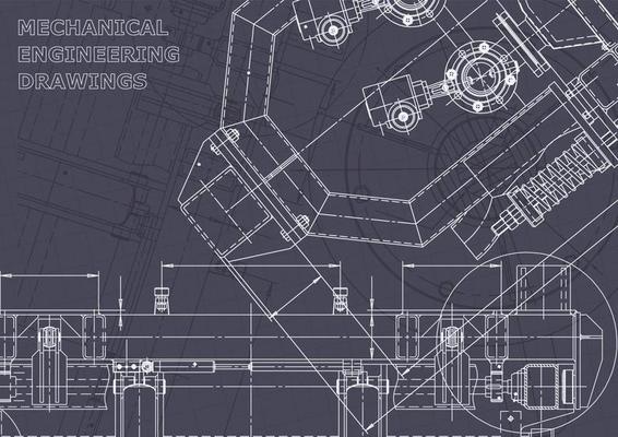 Blueprint. Vector engineering drawings. Mechanical instrument making