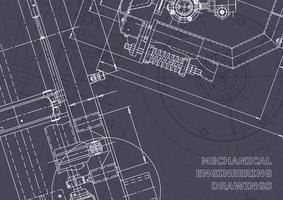 Blueprint. Vector engineering drawings. Mechanical instrument making