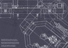 Blueprint. Vector engineering drawings. Mechanical instrument making