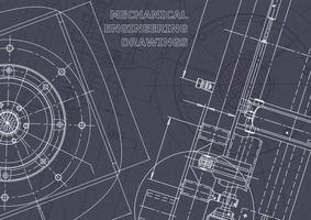 Plano. dibujos de ingeniería de vectores. fabricación de instrumentos mecánicos vector