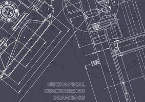 Blueprint. Vector engineering drawings. Mechanical instrument making