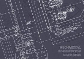 Blueprint. Vector engineering drawings. Mechanical instrument making