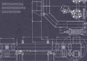 Plano. dibujos de ingeniería de vectores. fabricación de instrumentos mecánicos vector