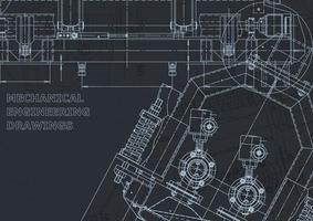 Blueprint. Vector engineering drawings. Mechanical instrument making