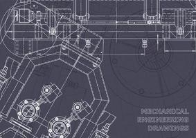 Blueprint. Vector engineering drawings. Mechanical instrument making