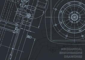 Blueprint. Vector engineering drawings. Mechanical instrument making