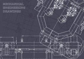 Blueprint. Vector engineering drawings. Mechanical instrument making