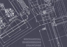 Blueprint. Vector engineering drawings. Mechanical instrument making