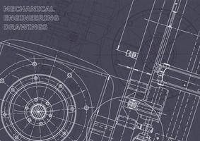 Blueprint. Vector engineering drawings. Mechanical instrument making