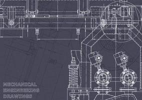 Blueprint. Vector engineering drawings. Mechanical instrument making