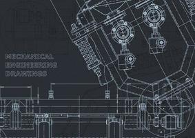 Plano. dibujos de ingeniería de vectores. fabricación de instrumentos mecánicos vector