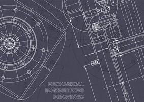 Blueprint. Vector engineering drawings. Mechanical instrument making