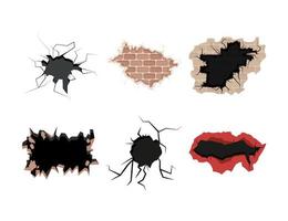 icon break hole wall vector