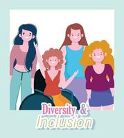 female group characters, disabled girl sitting in a wheelchair, inclusion vector