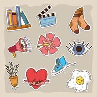 cartoon stickers icons vector