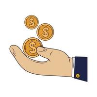 hand with coins investment vector