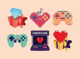 videogame icon set vector