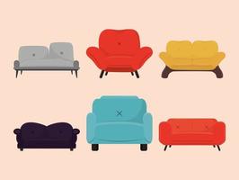 set sofa furniture vector