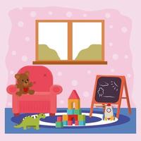 play room with toys for kids vector