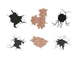 bricks wall damaged vector
