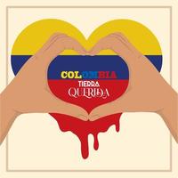 Colombia hands heart vector