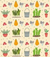 Gardening and agriculture plants vegetable fruits bucket background vector