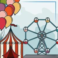 funfair tent wheel ferris vector