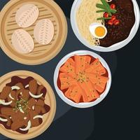 tasty korean food vector