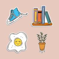 cute stickers cartoon vector