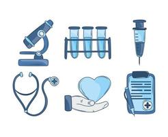 health science icon set vector