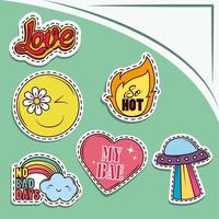 set of cartoon patches vector