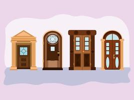 vintage door cartoon vector