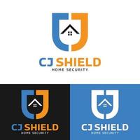 letra inicial cj cj jc escudo para plantilla de diseño de logotipo de seguridad para el hogar vector