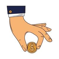 hand push coin vector