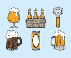 iconos de dibujos animados de cerveza vector