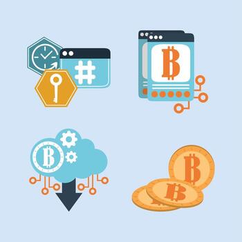 bitcoin banking set vector