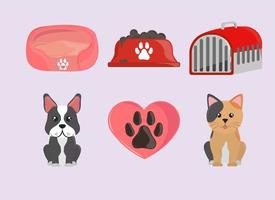pets and accessory set vector