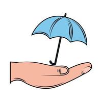 hand with umbrella insurance vector