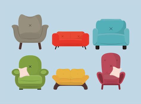 iconos sofá interior vector