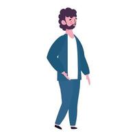 bearded businessman character male cartoon white background vector