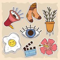 cute stickers icons vector