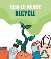 eco reciclar reducir y reutilizar vector