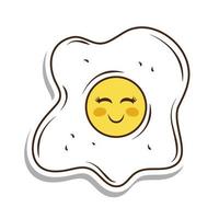 cute fried egg sticker vector