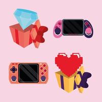 videogame controller and gifts vector