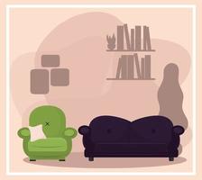 indoor sofa and armchair vector