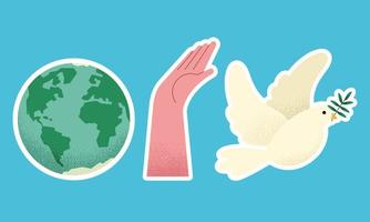 three peace day icons vector