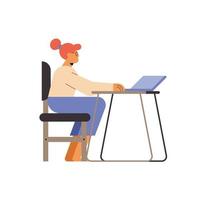 woman with laptop working vector