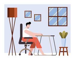 man at desk vector