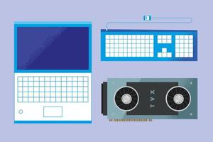 laptop keyboard and cpu vector