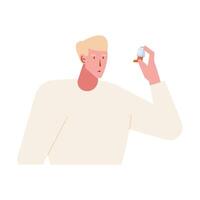 blond man using inhaler vector